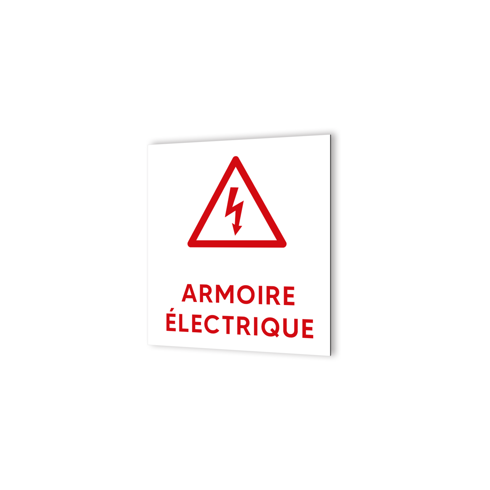 Pictogramme panneau signalétique format 20 cm x 20 cm en Dibond Blanc Picto Noir - Modèle Armoire Électrique