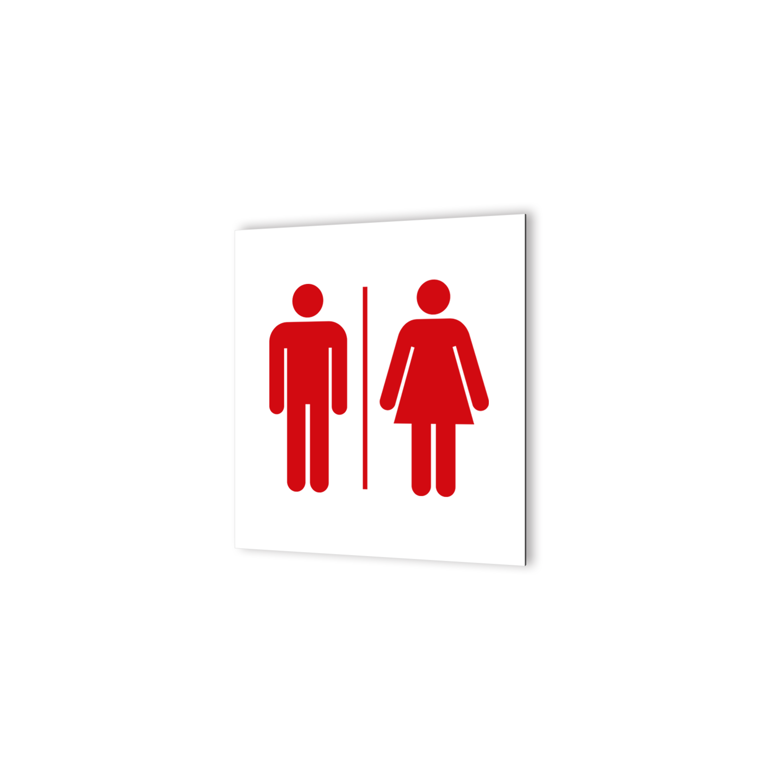 Pictogramme panneau signalétique format 20 cm x 20 cm en Dibond Blanc Picto Noir - Modèle Toilettes Mixtes