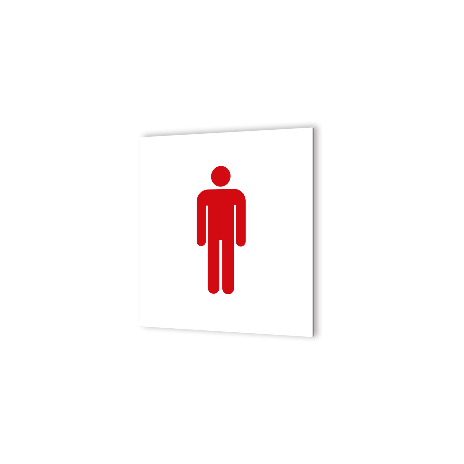 Pictogramme panneau signalétique format 20 cm x 20 cm en Dibond Blanc Picto Noir - Modèle Toilettes Hommes