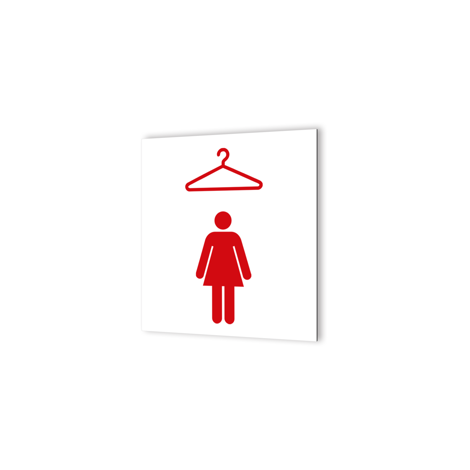 Pictogramme panneau signalétique format 20 cm x 20 cm en Dibond Blanc Picto Noir - Modèle Vestiaires Femmes