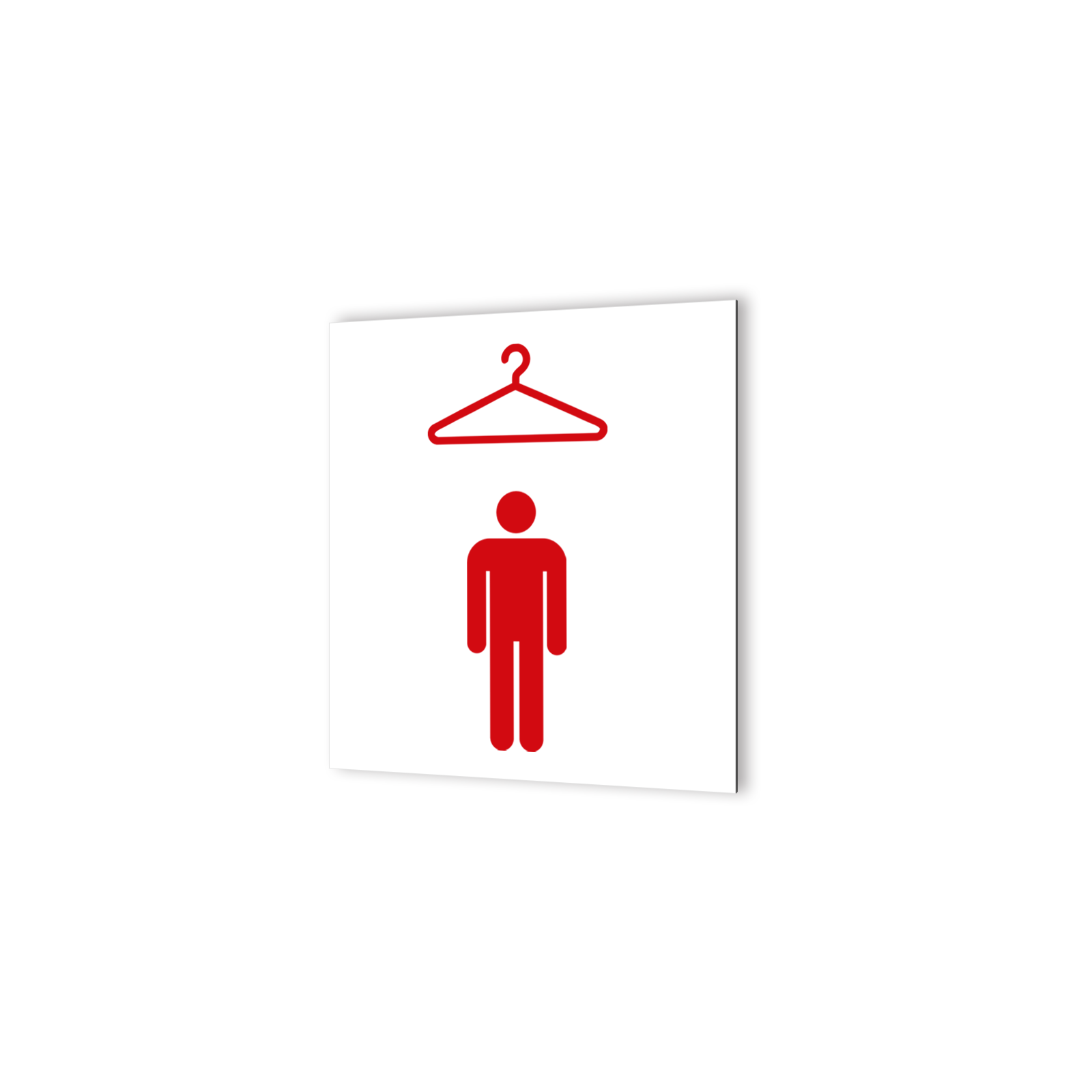 Pictogramme panneau signalétique format 20 cm x 20 cm en Dibond Blanc Picto Noir - Modèle Vestiaires Hommes