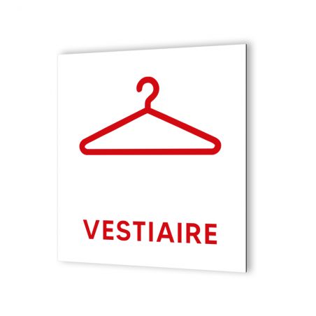 Pictogramme panneau signalétique format 20 cm x 20 cm en Dibond Blanc Picto Noir - Modèle Vestiaires