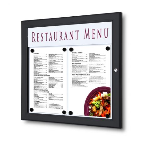 Porte-menu mural 2 x A4 noir avec bandeau led