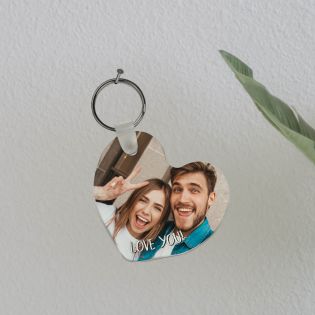 Personalized house keyring Text and Photo · Mom gift idea | Heart