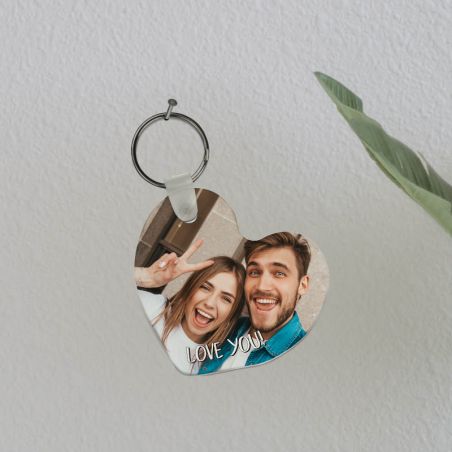 Porte-clefs de maison personnalisé Texte et Photo · Idée cadeau maman | Cœur