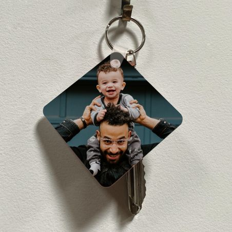 Personalized house key ring Text Photo | Square