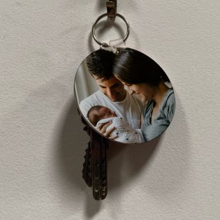 Personalized car key ring Text and Photo | Round