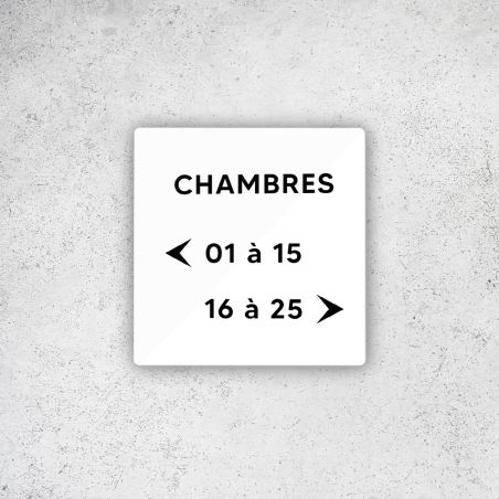 Panneau signalétique en Plexi Picto Noir · indication chambres à personnaliser