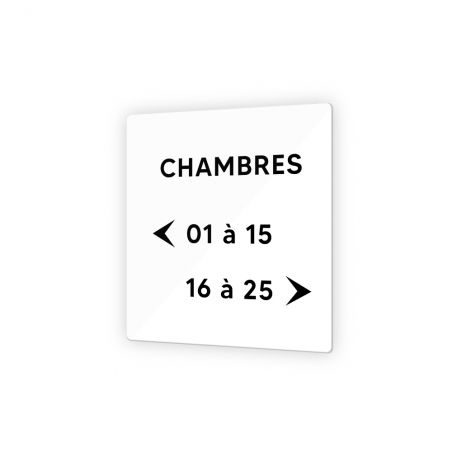 Panneau signalétique en Plexi Picto Noir · indication chambres à personnaliser