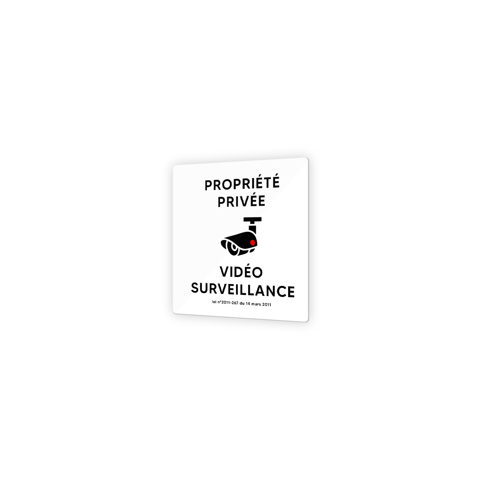 Pictogramme panneau signalétique format 9 x 9 cm en Plexi Picto Noir - Modèle Propriété sous Vidéo Surveillance