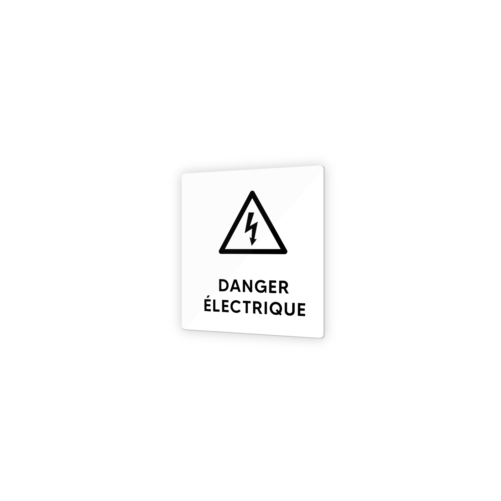 Pictogramme panneau signalétique format 9 x 9 cm en Plexi Picto Noir - Modèle Danger Électrique