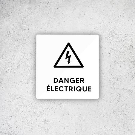 Pictogramme panneau signalétique format 9 x 9 cm en Plexi Picto Noir - Modèle Danger Électrique