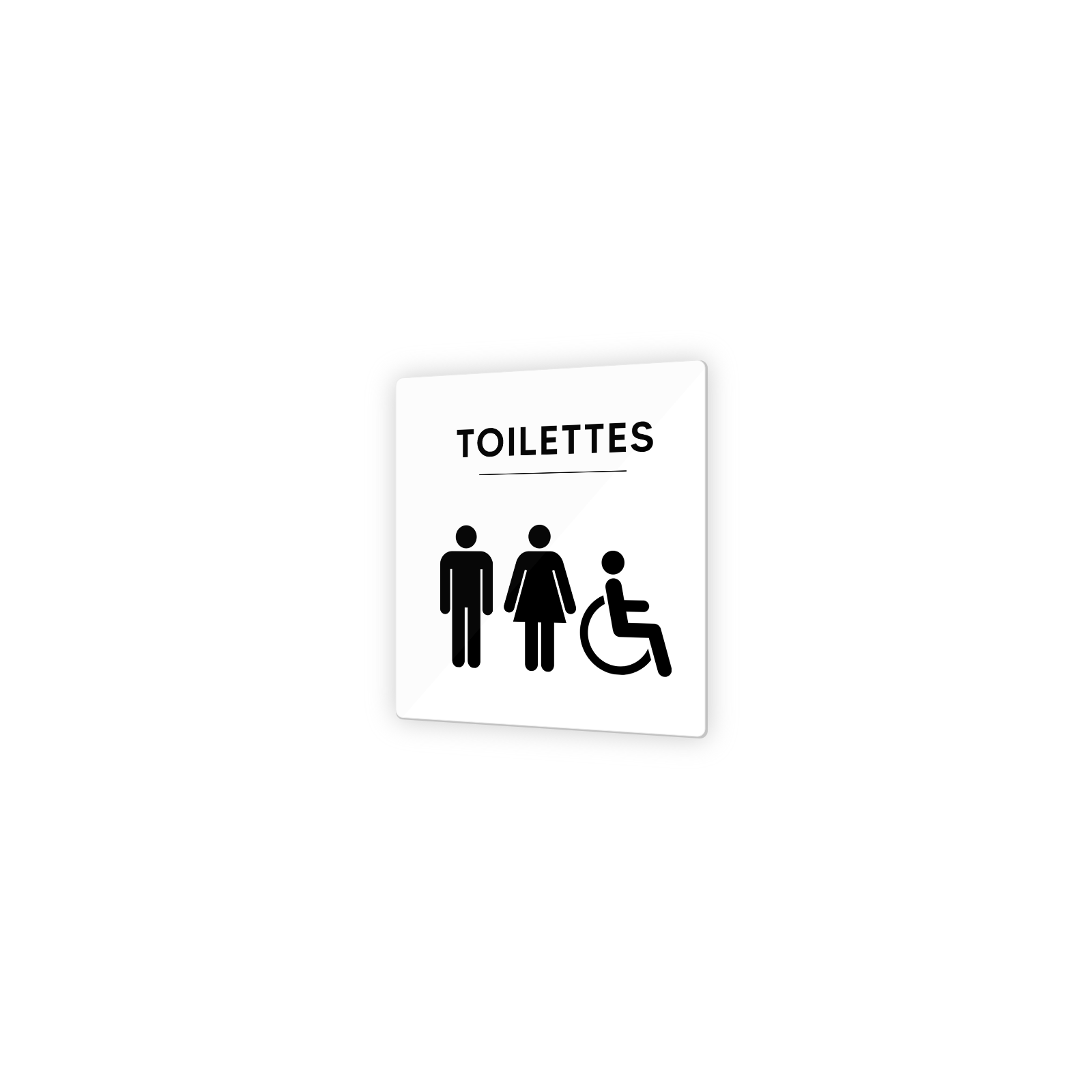 Pictogramme panneau signalétique format 9 x 9 cm en Plexi Picto Noir - Modèle WC Trio