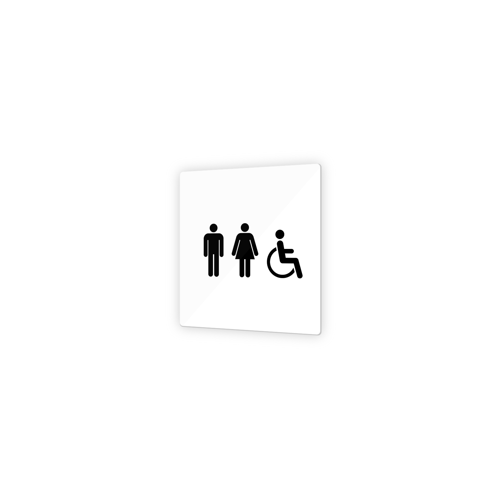 Pictogramme panneau signalétique format 9 x 9 cm en Plexi Picto Noir - Modèle Toilettes Trio