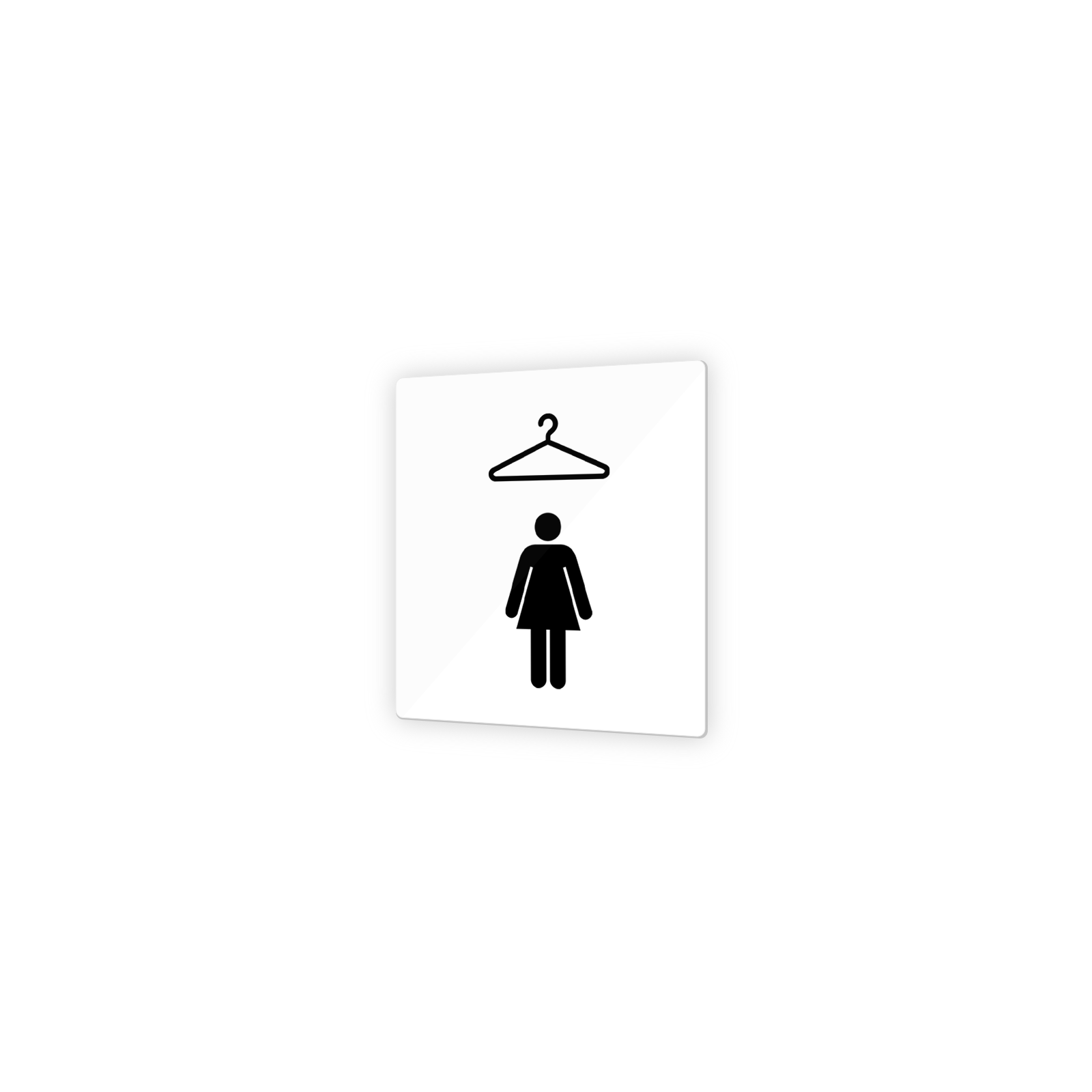 Pictogramme panneau signalétique format 9 x 9 cm en Plexi Picto Noir - Modèle Vestiaires Femmes