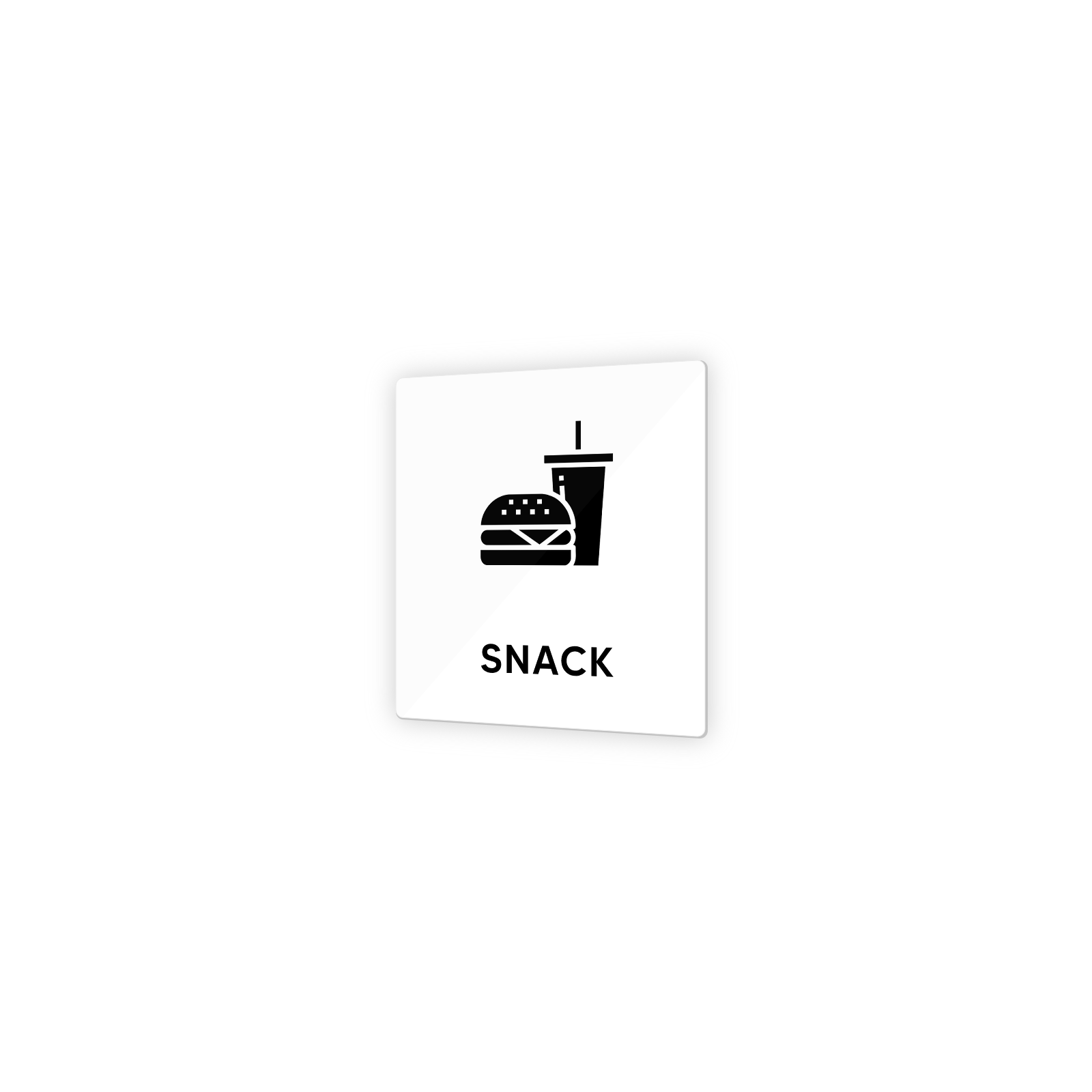 Pictogramme panneau signalétique format 9 x 9 cm en Plexi Picto Noir - Modèle Snack