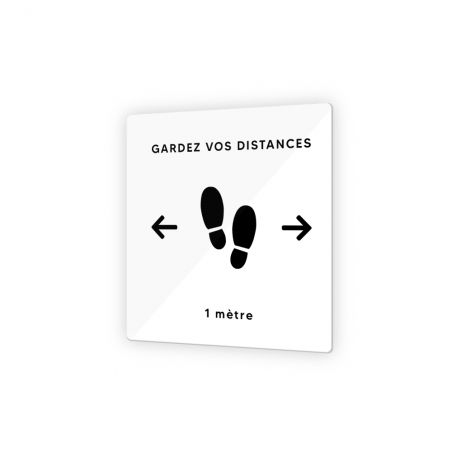 Pictogramme panneau signalétique format 9 x 9 cm en Plexi Picto Noir - Modèle Gardez vos Distance (distanciation soc