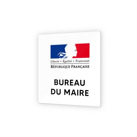 Pictogramme panneau signalétique pour mairieformat 9 x 9 cm en Plexi Picto Noir - Modèle Bureau du Maire