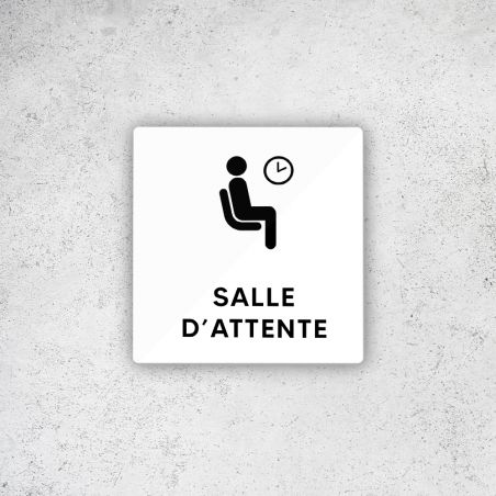 Pictogramme panneau signalétiqueformat 9 x 9 cm en Plexi Picto Noir - Modèle Salle d'Attente