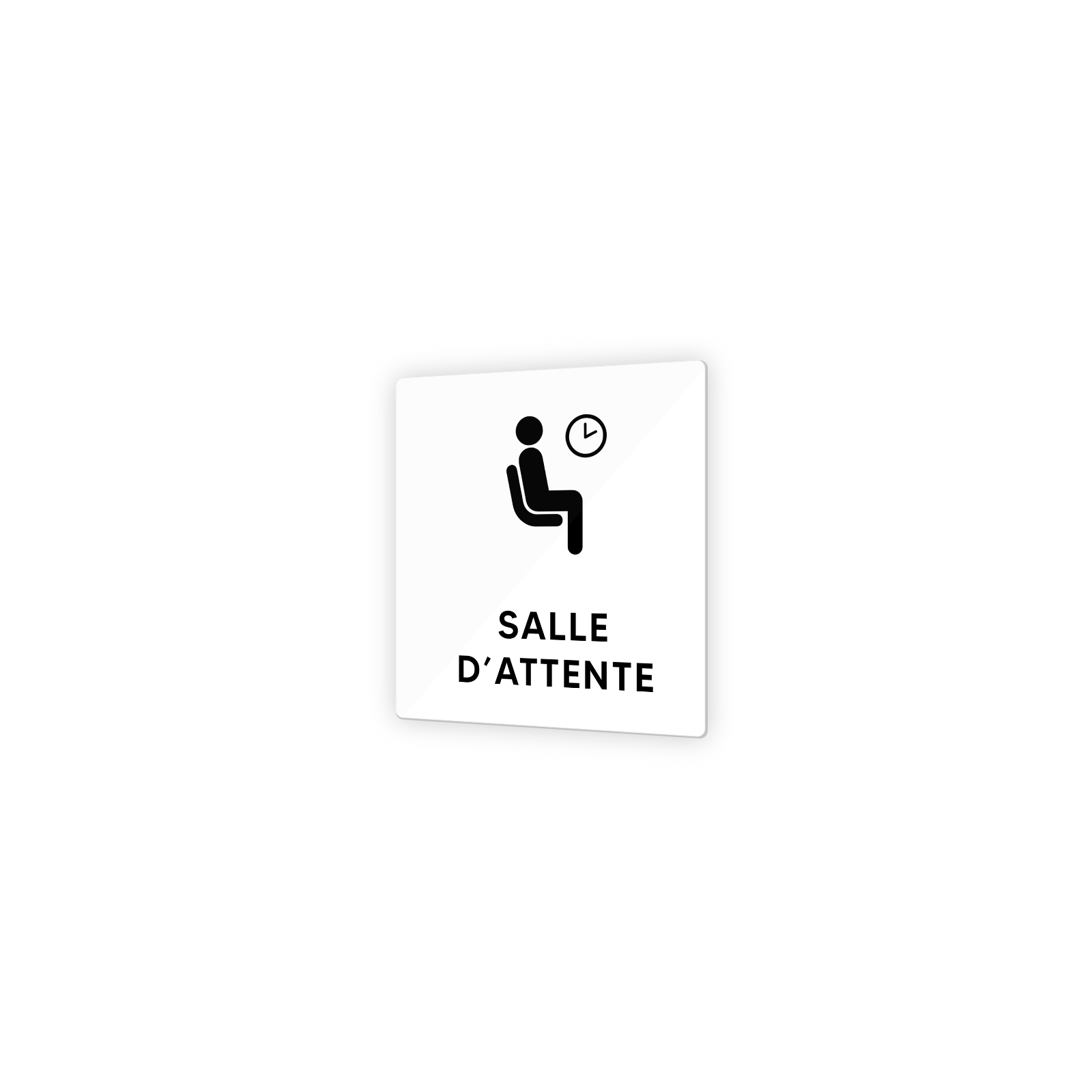 Pictogramme panneau signalétiqueformat 9 x 9 cm en Plexi Picto Noir - Modèle Salle d'Attente