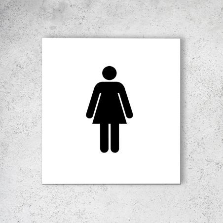 Pictogramme panneau signalétique format 20 cm x 20 cm en Dibond Blanc Picto Noir - Modèle Toilettes Femmes