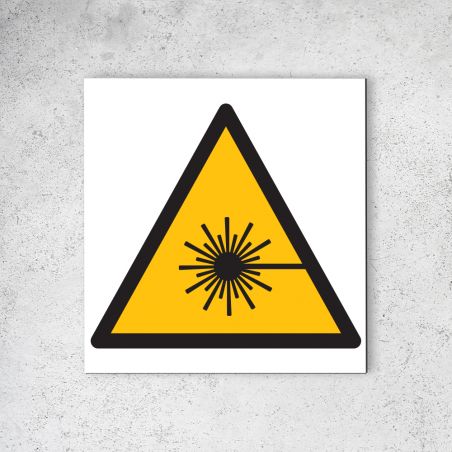 Panneau signalétique - Pictogramme d'avertissement - Danger en Dibond 20 x 20 cm | Rayonnement Laser