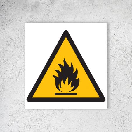 Panneau signalétique - Pictogramme d'avertissement - Danger en Dibond 20 x 20 cm | Matières Inflammables