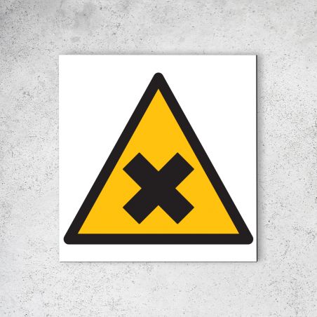 Panneau signalétique - Pictogramme d'avertissement - Danger en Dibond 20 x 20 cm | Matières Nocives ou Irritantes