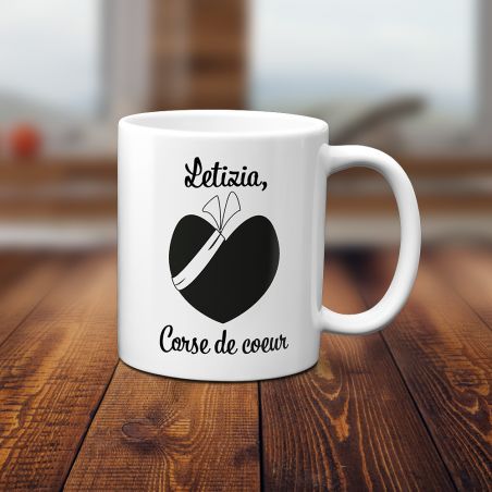 Personalized white ceramic mug with Text and Photo | Corsica