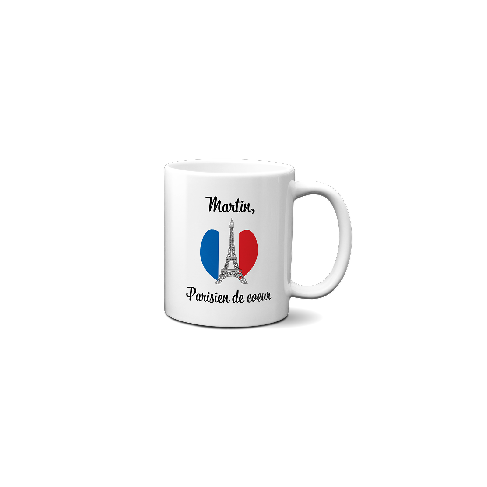 Mug en céramique blanc personnalisé avec Texte et Photo | Paris