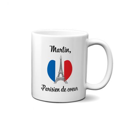 Mug en céramique blanc personnalisé avec Texte et Photo | Paris