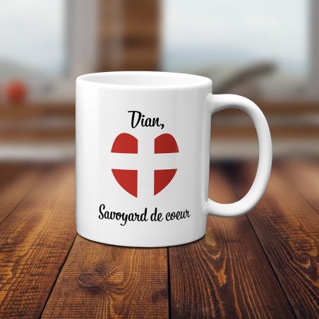 Mug en céramique blanc personnalisé avec Texte et Photo | Savoie