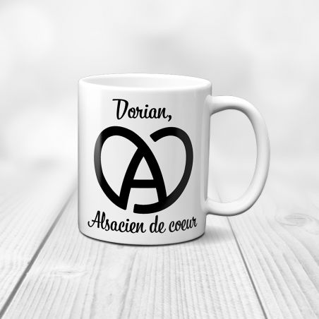 Personalized white ceramic mug with Text and Photo | Alsace