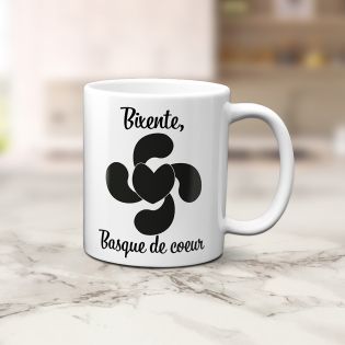 Personalized white ceramic mug with Text and Photo | Basque