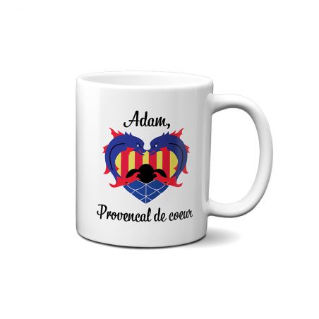 Mug en céramique blanc personnalisé avec Texte et Photo | Provençal de cœur