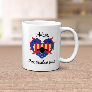 Mug en céramique blanc personnalisé avec Texte et Photo | Provençal de cœur