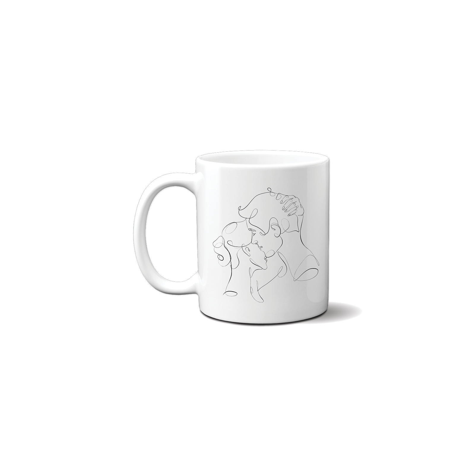 Mug en céramique blanc personnalisé avec Texte · Modèle dessin couple One Line 