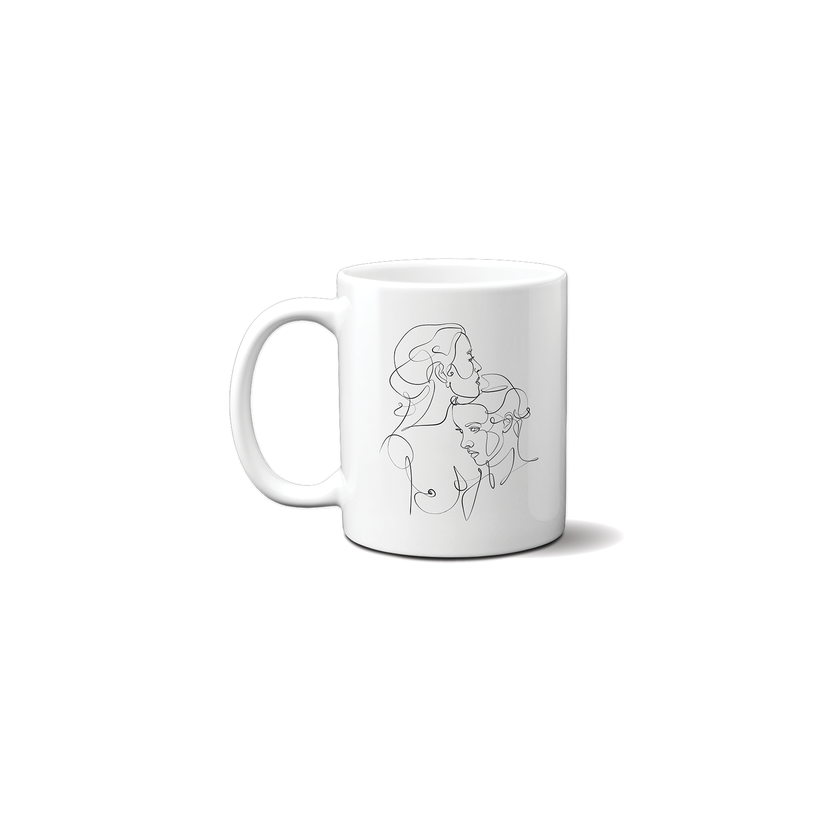 Mug en céramique blanc personnalisé · Dessin couple One Line LGBT Femmes 