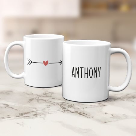 Lot de 2 mugs en céramique Mr et Mme à personnaliser · Cadeau Saint-Valentin