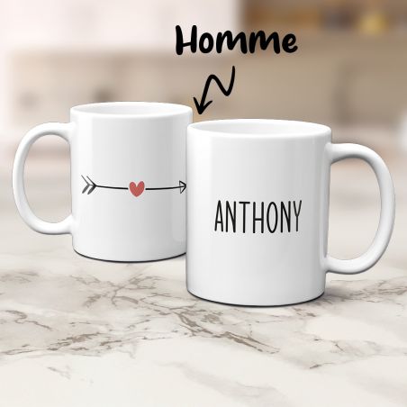 Lot de 2 mugs en céramique Mr et Mme à personnaliser · Cadeau Saint-Valentin