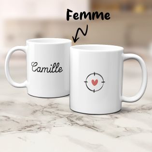 Set of 2 Mr and Mrs ceramic mugs to personalize · Valentine's Day gift