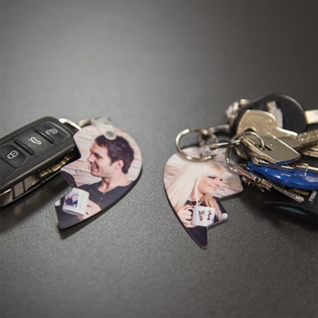 Duo of personalized key rings · Text and Photo | Breakable heart