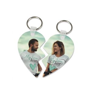 Duo of personalized key rings · Text and Photo | Breakable heart