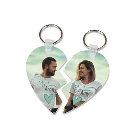 Duo of personalized key rings · Text and Photo | Breakable heart