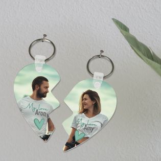 Duo of personalized key rings · Text and Photo | Breakable heart