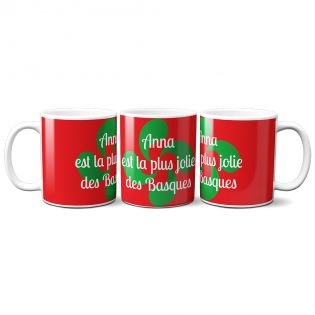 Mug en céramique blanc personnalisé avec Texte | Croix Basque