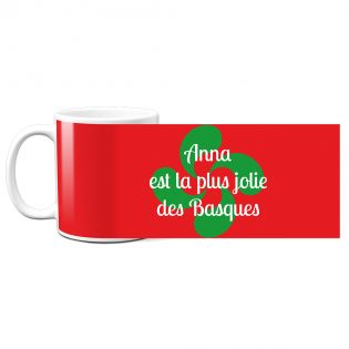 Mug en céramique blanc personnalisé avec Texte | Croix Basque