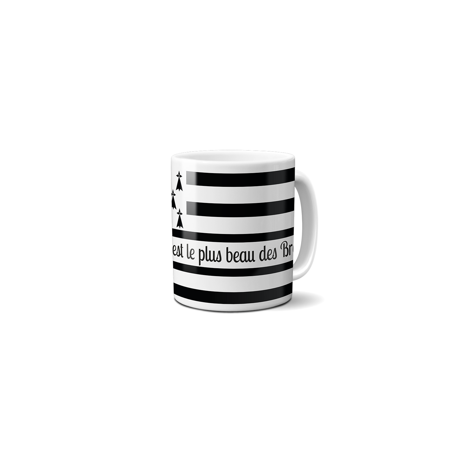 White ceramic mug personalized with Text | Breton flag