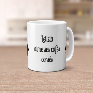 White ceramic mug personalized with Text | Head of Moor Corsica