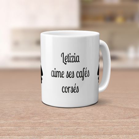 Mug en céramique blanc personnalisé avec Texte | Tête de Maure Corse